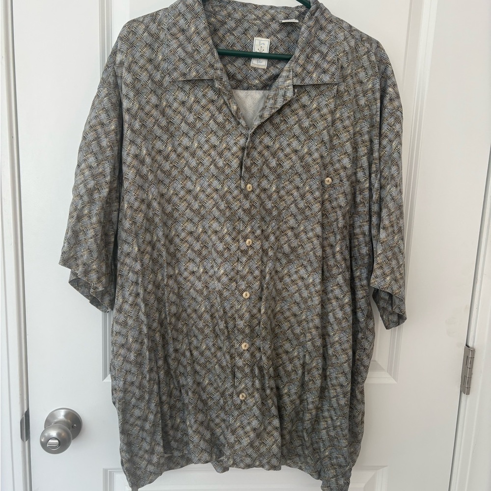 Men's Patterned dress Dress Shirt 100% silk Y2K 90s vintage by Burma Bibas